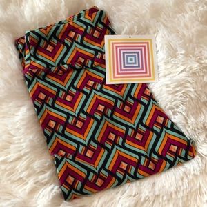 LuLaRoe Pink Orange Print Tween Leggings Women’s 00-0 Kids 8-14